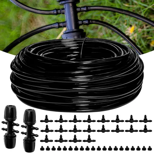 Vista 7 de Tubo de riego por goteo de 50 pies y 1/2 pulgada, tubo de manguera de goteo principal para sistema de riego de jardines