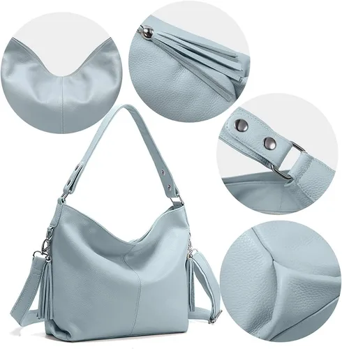 Vista 34 de Moda suave cuero genuino borla mujer bolso señoras hombro mensajero hobo bolso