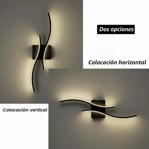 Vista 3 de Aplique de pared LED moderno, minimalista industrial negro, 24 pulgadas