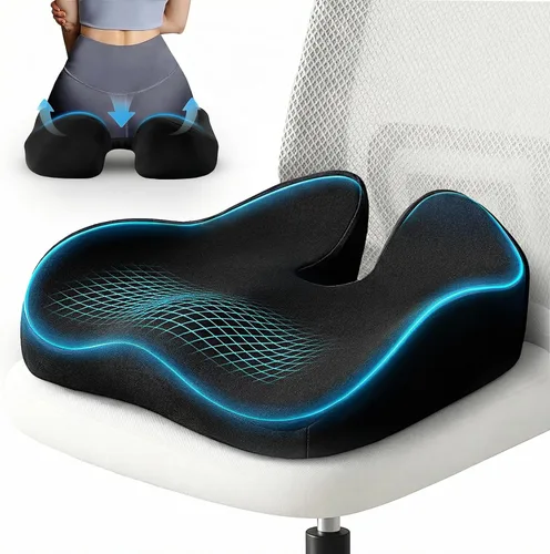 Vista 8 de Sytopia Cojín Extra Grande para Silla de Oficina, 19" x 17" Cojín de Asiento de Espuma Viscoelástica Ergonómica, Alivio de Presión para Dolor