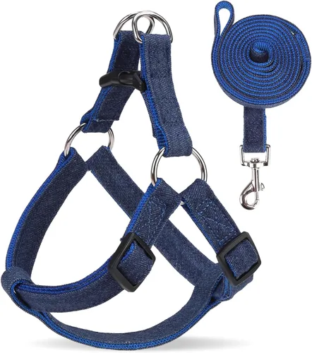 Vista 15 de Juego de arnés para perro con correa y collar de corbatín - Arnés para cachorro a cuadros beige, a prueba de escape, chaleco ajustable sin tirones