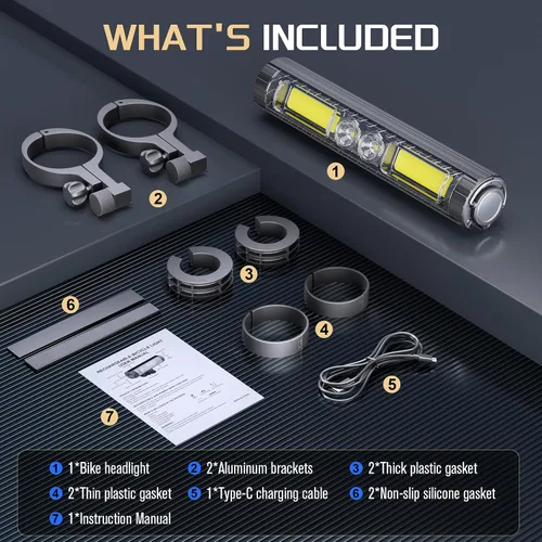 Vista 9 de Easymaxx Luces LED superbrillantes para bicicleta de noche, faros delanteros de bicicleta recargables con gancho, 8 modos, aleación de aluminio