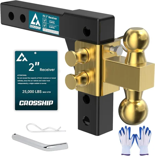 Vista 10 de Enganche de remolque ajustable – Enganche de barra de tracción de caída de aluminio resistente – Se adapta a receptor de 2 pulgadas, caída/elevación
