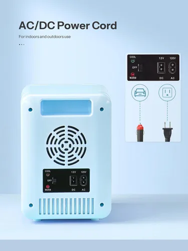 Vista 6 de Reemix Mini refrigerador 4L, 6 latas portátil AC+DC Power Cooler, Aqua
