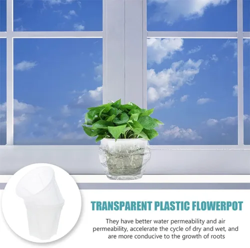 Vista 2 de Scicalife Maceta de plástico para guardería, maceta transparente para control de raíces, maceta de un galón para jardín, patio, balcón, oficina