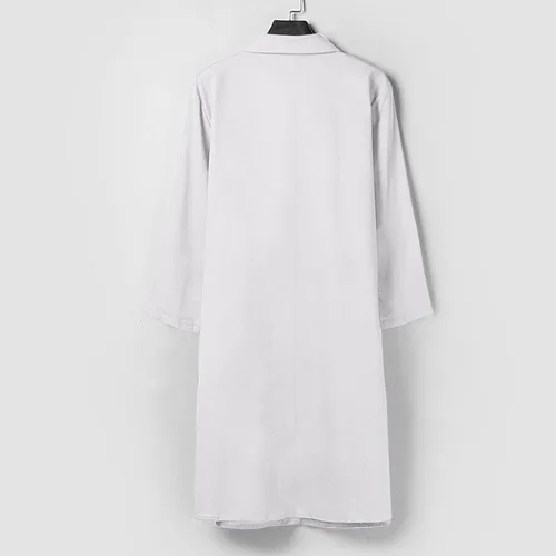 Vista 6 de ZEFOTIM Vestido de lino para mujer 2023 de manga larga, casual, con botones, holgado, con bolsillos