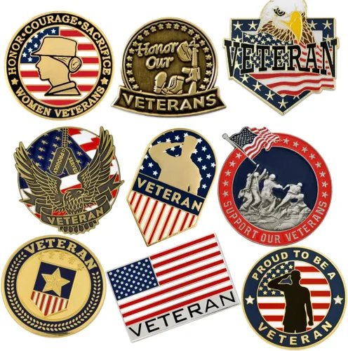 Vista 53 de PinMart Pin de veterano – Pin patriótico americano de solapa o sombrero – Orgulloso de ser retirado ejército, marina, fuerza aérea o cuerpo