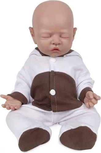 Vista 6 de Vollence - Muñeca de silicona de cuerpo completo de 18 pulgadas, ojos realistas cerrados, platino renacido, niño realista