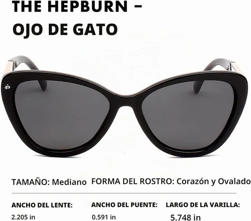 Vista 2 de Prive Revaux The Hepburn Cat Eye - Gafas de sol hechas a mano, polarizadas con 100% protección UV, para mujer Caviar negro