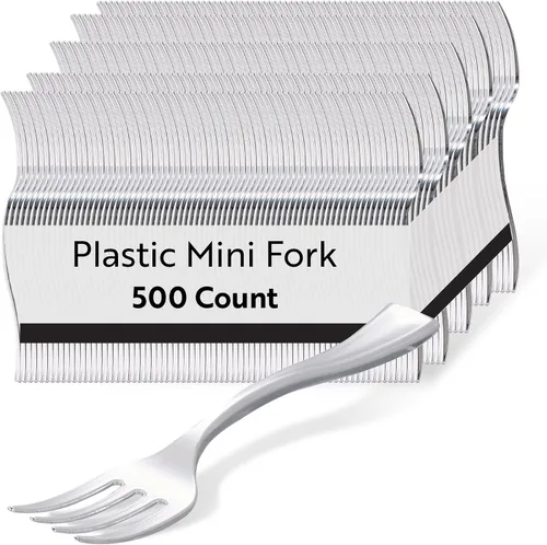 Vista 13 de Restaurantware - Mini tenedor de plástico negro, 4 pulgadas, 100