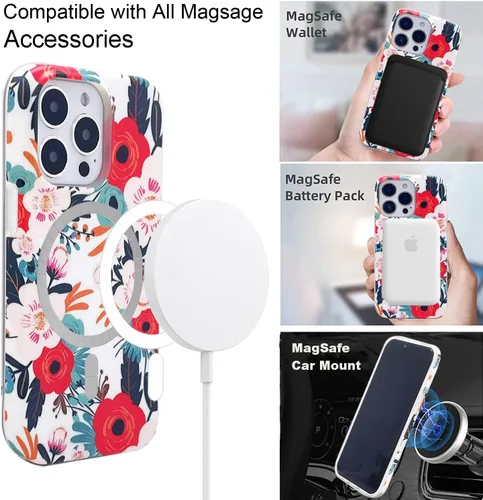 Vista 2 de Funda magnética compatible con iPhone 15 Pro de 6.1 pulgadas 2023 para carga MagSafe, TPU suave, parachoques delgado, a prueba de golpes, bonita