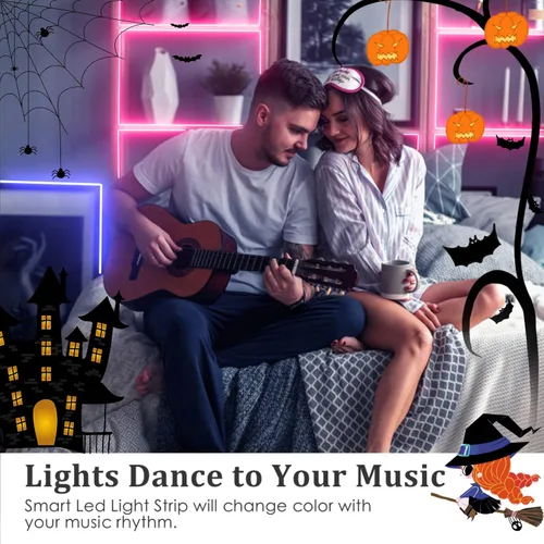Vista 3 de Avatar Controls Luces LED Alexa de 9.8 pies compatibles con sincronización de música, tira de luces LED regulables que funcionan con Google