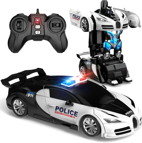 Vista 10 de Carro de control remoto, transformación con un clic en robot, carro de juguetes transformable para niños, deformación suave, modo demostración