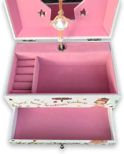 Vista 2 de Play You Are My Sunshine (opción de 60 melodías) Joyero para niños con cajón extraíble para bailarina, caja de música para niñas con mecanismo