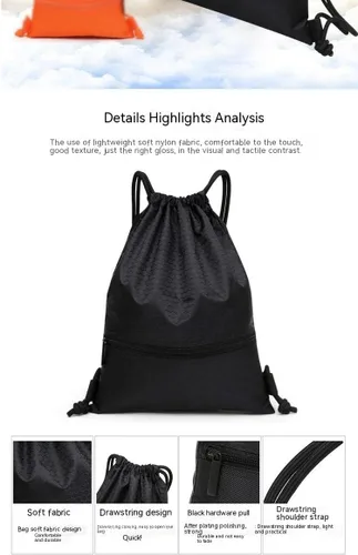 Vista 4 de Mochila con cordón para mujer 2023 nueva mochila simple casual para hombres y mujeres, bolsa de viaje deportiva, Azul Real, balconcito
