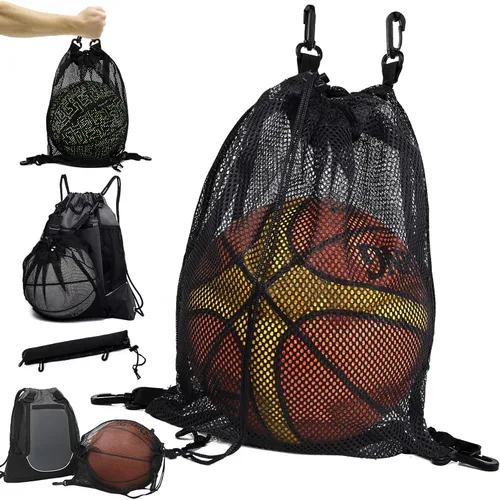 Vista 13 de STAY GENT - Mochila con cordón de baloncesto para niños, mochila de fútbol plegable, bolsa de gimnasio, mochila deportiva con bolsa de malla