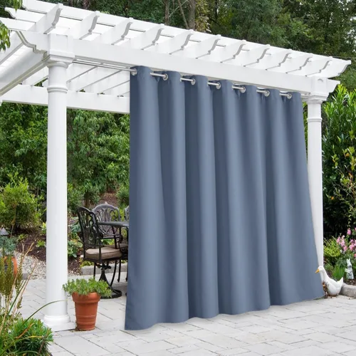 Vista 175 de NICETOWN Cortina para Exteriores para Patio Impermeable de 84 Pulgadas de Ancho, Aislamiento Térmico con Ojales Antioxidantes Bloqueo UV Cortina