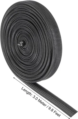Vista 2 de uxcell Protector de cable de aislamiento, manga de fibra de vidrio de alta temperatura de 9.8Ft-16.4 ft m negro