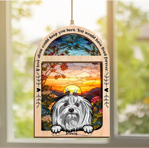 Vista 193 de LOVELYPOD Adorno de Navidad personalizado de sabueso afgano, atrapasoles con nombre, regalos de pérdida de mascotas, regalos para amantes