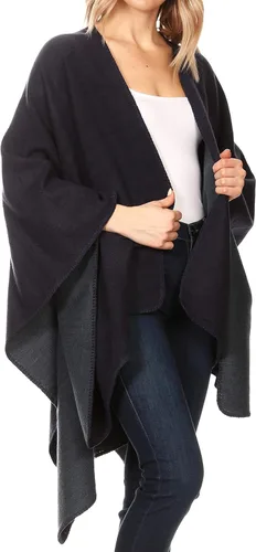 Vista 5 de Sakkas Mari - Manta reversible para mujer, diseño de poncho grande
