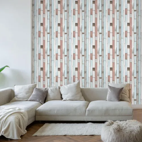 Vista 5 de CONCORD WALLCOVERINGS ™ Papel tapiz 3D de madera azul para despegar y pegar, tablones de madera sintética, cinta autoadhesiva extraíble de P&S