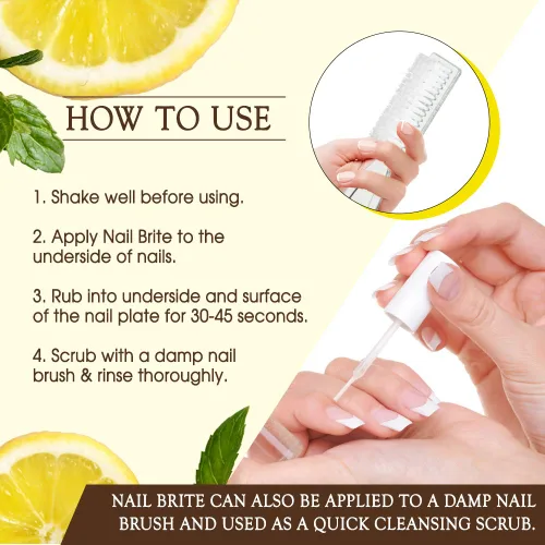 Vista 5 de Gena Nail Brite - Exfoliante blanqueador con cepillo, limpia condiciones e ilumina las uñas, 4 onzas