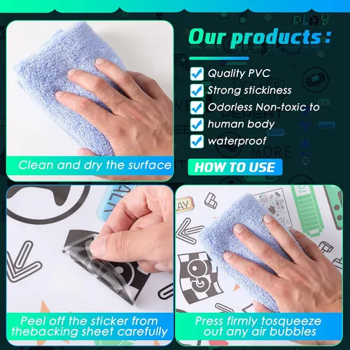 Vista 5 de 56 calcomanías de pared para jugadores, calcomanías de pared para control de juegos, joystick, calcomanías de pared extraíbles para videojuegos