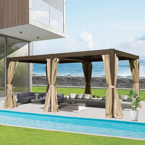 Vista 13 de Domi Pergola Screen All Aluminum, sombra de privacidad, 1 paquete, marrón