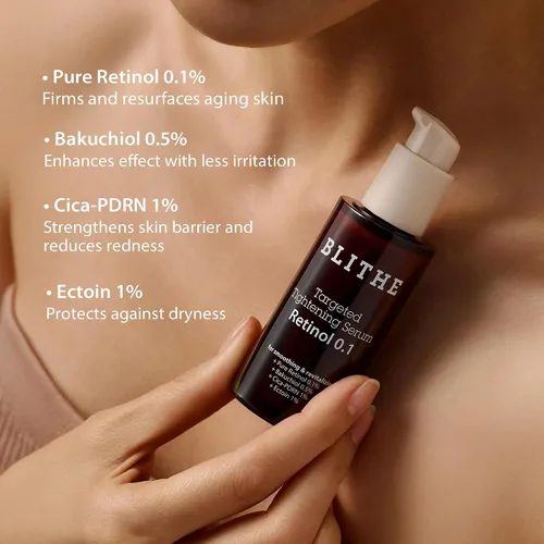 Vista 6 de BLITHE Suero de retinol 0.1 de apriete dirigido, cuidado concentrado firme y antiarrugas, formulado con retinol puro 0.1%, 1.0 fl oz