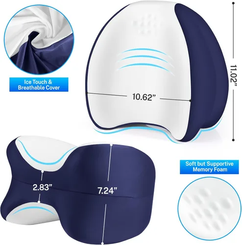 Vista 2 de Almohada de rodilla para dormir de lado, almohada para piernas con funda refrescante, almohada de espuma viscoelástica para piernas para dormir
