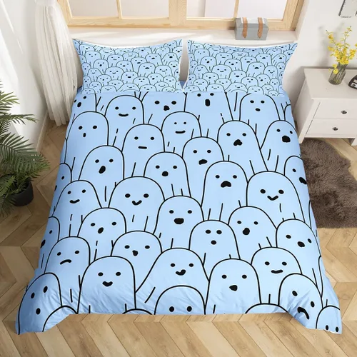 Vista 11 de Funda de edredón con diseño de murciélago, juego de ropa de cama de murciélago negro y naranja, funda de edredón temática de Halloween