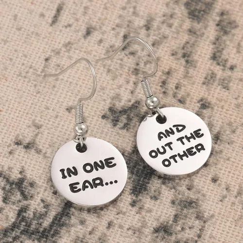 Vista 7 de Aretes divertidos para mujeres, regalos únicos, aretes extraños para adolescentes, Acero inoxidable, Ágata