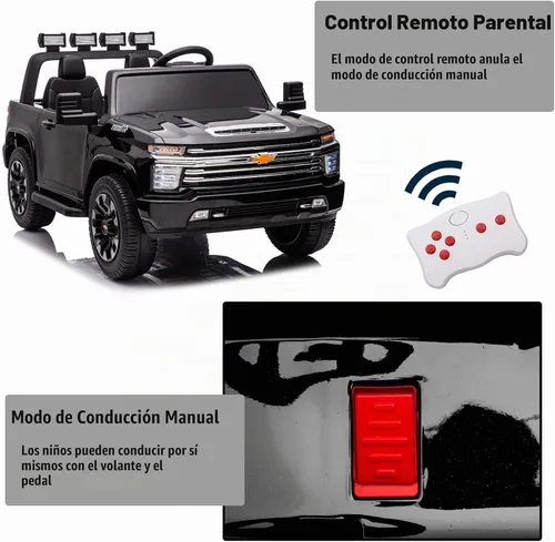 Vista 5 de Juguetes de paseo de 24 V para niños, Chevrolet Silverado de 2 plazas, auto Negro oscuro