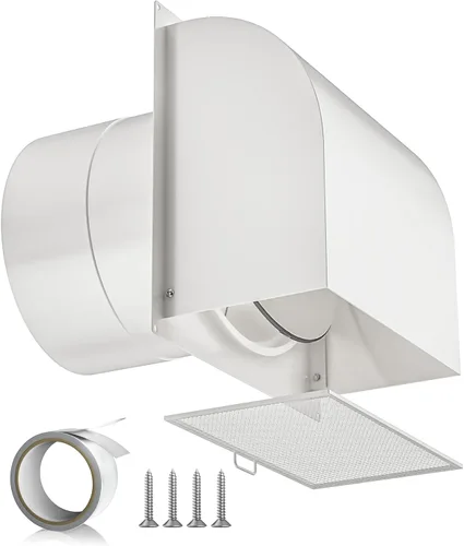 Vista 13 de Hon&Guan - Ventilación de pared con capucha de 4 pulgadas con solapa magnética y malla extraíble, cubierta de ventilación de secadora exterior