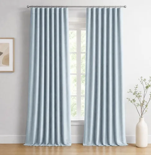 Vista 58 de INOVADAY Cortinas 100% opacas para dormitorio, cortinas opacas de color rosa bebé de 90 pulgadas de largo, cortinas opacas de lino con anillos