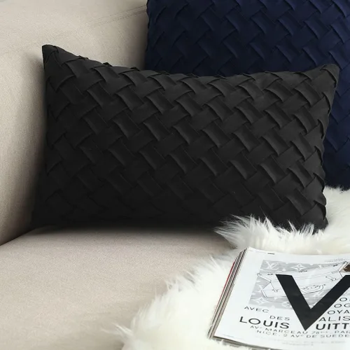 Vista 26 de vctops Funda de Almohada Decorativa con Patrón de Tejido de Canasta Boho, Gamuza Súper Suave, Funda de Cojín de Acento Cuadrada Sólida para Sillón