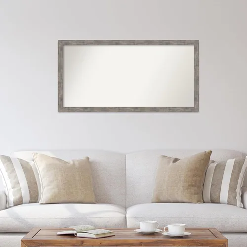 Vista 471 de Amanti Art Silver Bathroom Mirror for Over Sink, 26x35 Custom Made Marred Pewter Rectangle Vanity Mirror, Large Casual Wood Frame, Hangs Horizonally