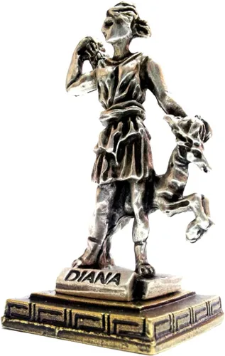 Vista 2 de Iconsgr Estatua en miniatura de Zamac griego antiguo de Diana (1558-plata) Premium Zamak Metal, 2.56 in (6.5 cm) Height, Antique Silver Finish