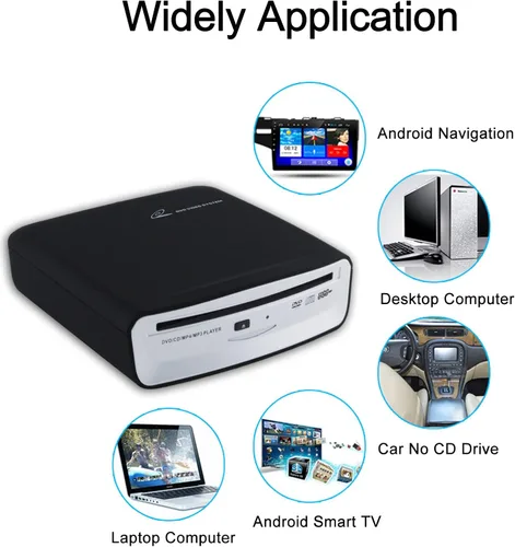 Vista 3 de Reproductor de CD Universal Externo para Coche USB Reproductor de CD Portátil para Coche USB Conexión para Navegación Android/TV/MacBook Pro/Laptops