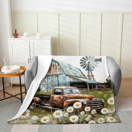 Vista 18 de Erosebridal Manta de tren vintage de 40 x 50 pulgadas, manta de franela con locomotora de tren campestre para niños, adolescentes y adultos, manta