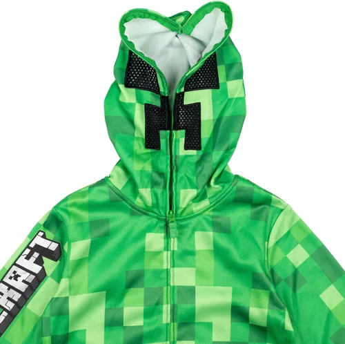 Vista 3 de Minecraft Creeper - Sudadera con capucha de forro polar con cremallera y malla para cosplay