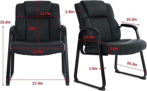 Vista 3 de CLATINA Big & Tall - Silla ejecutiva para sala de espera de 400 libras con reposabrazos acolchado de cuero regenerado, estilo moderno, con base