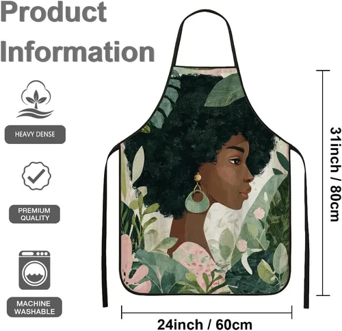 Vista 3 de Botanical Aprons for Cooking, Artistic Floral Design Kitchen Apron for Adults, Stylish Greenery Pattern Washable Apron Bbq