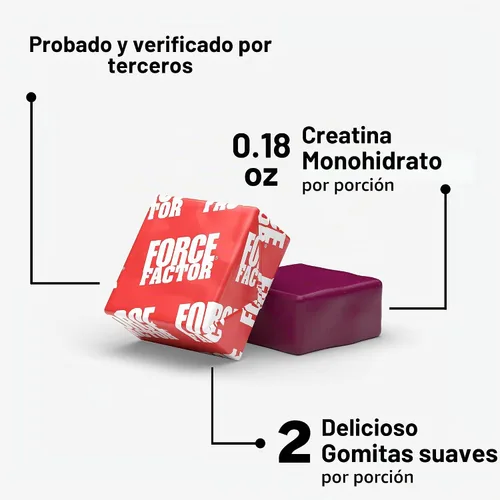 Vista 3 de Force Factor Legendary - Masticables de creatina, monohidrato de creatina de 0.18 oz Build Muscle, Improve Strength & Recovery, Support Memory &