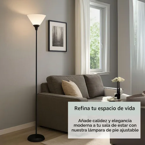 Vista 2 de Lámpara de suelo Light Accents con pantalla color blanco, 100 W, negro, 6113-21, 100.00watts