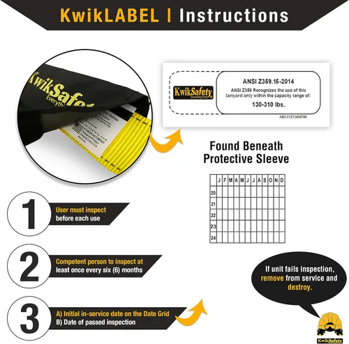 Vista 4 de KwikSafety - Charlotte, NC - Rattler [2 Pack] Amortiguador interno de choque de una pierna de 6 pies Cordón de seguridad OSHA ANSI Equipo
