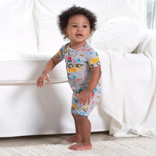 Vista 4 de Gerber Mameluco unisex de manga corta suave para bebé con viscosa hecho de eucalipto Construcción