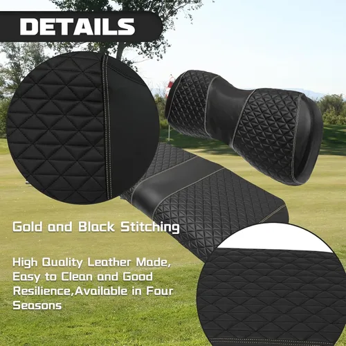 Vista 2 de XUANYUDG0769 Fundas de Asiento Delantero y Trasero para Carrito de Golf para EZGO TXT/RXV Club Car DS/Precedent Yamaha G29, Hechas de Vinilo