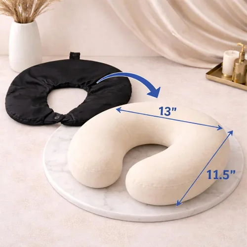 Vista 3 de ROSEWARD Funda de repuesto para almohada de cuello de viaje 100% seda de morera, funda extraíble de seda de viaje de grado 6A 22 Momme (negro)