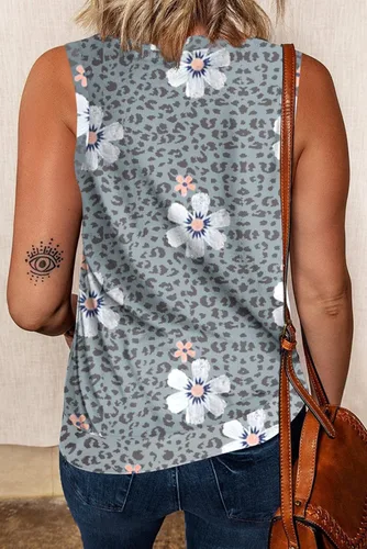 Vista 3 de Ecrocoo Blusa casual de verano con cuello redondo y bloques de color para mujer
